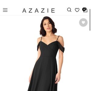 Azazie size 6 off the shoulder black bridesmaids dress